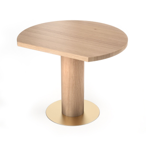 Desk-0006, Against the wall Cut circle table, Engineering solid wood board & Metal base