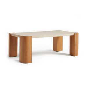 CoTa-0018, thick legs coffee table，Engineering solid wood & marble