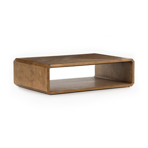 CoTa-0016, A rectangular coffee table with tapered edges, E1 Plywood veneer Natural wood veneer