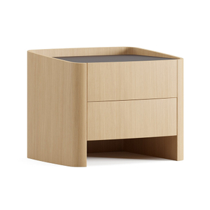Nigh-0020, Wood veneer bedside table with drawers, E1 Bend plywood and pack wood veneer